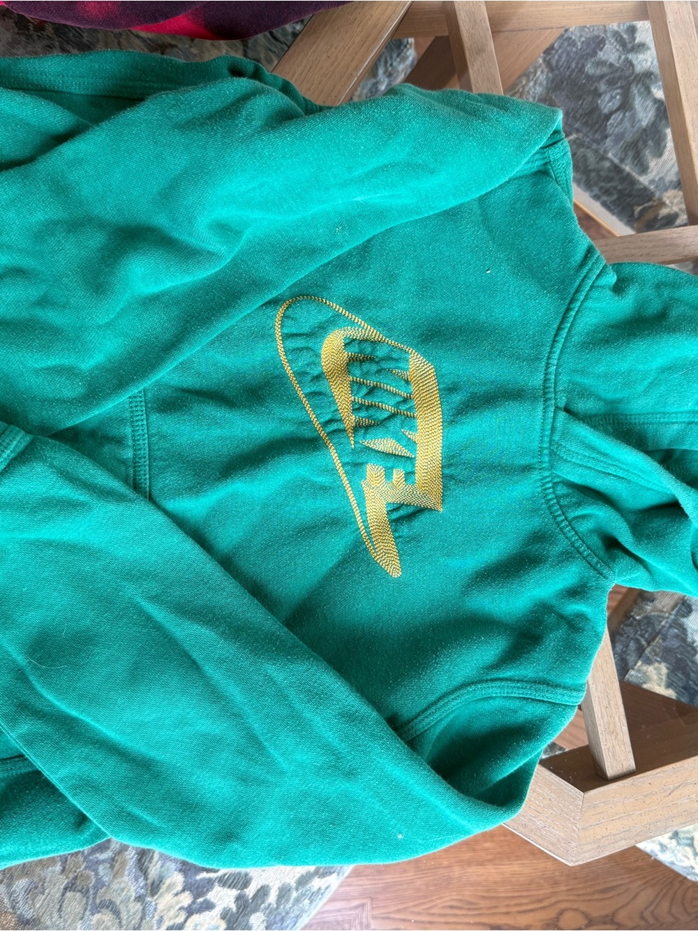 Nike boys’ Teal Zip-Up Sweater with Yellow Logo
